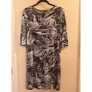 ALEXANDRA+OAK Sheath Dress Women's Size M Black White Polyester Bell 3/4 Sleeve
